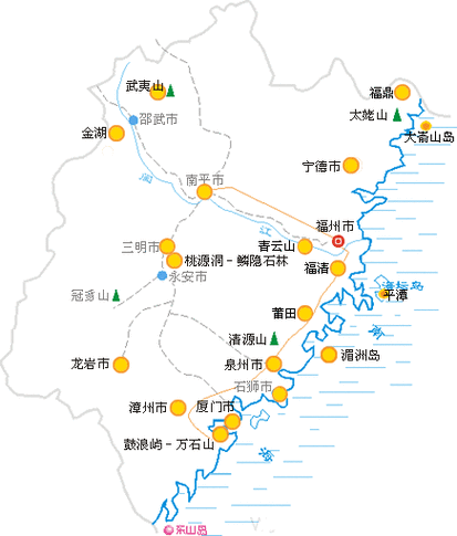 福建省旅游景点地图,福建省旅游景点地图分布图