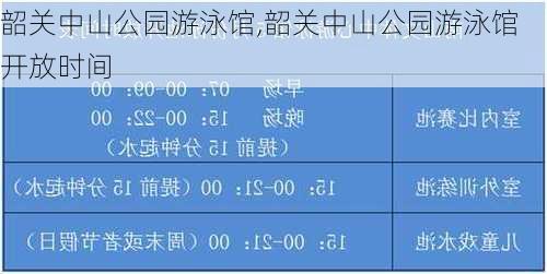 韶关中山公园游泳馆,韶关中山公园游泳馆开放时间