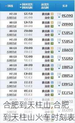 合肥到天柱山,合肥到天柱山火车时刻表