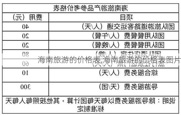 海南旅游的价格表,海南旅游的价格表图片