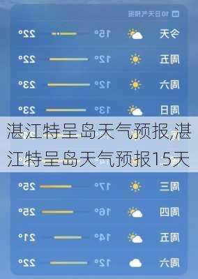 湛江特呈岛天气预报,湛江特呈岛天气预报15天