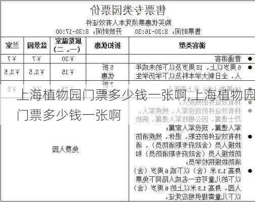 上海植物园门票多少钱一张啊,上海植物园门票多少钱一张啊