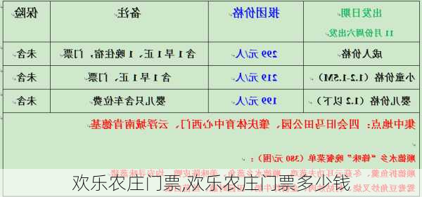 欢乐农庄门票,欢乐农庄门票多少钱