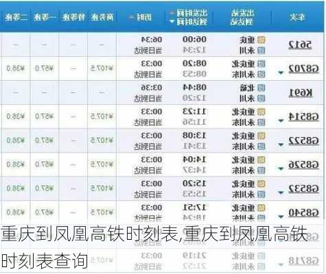 重庆到凤凰高铁时刻表,重庆到凤凰高铁时刻表查询