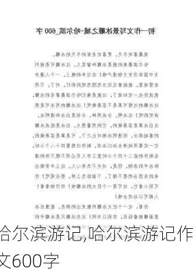 哈尔滨游记,哈尔滨游记作文600字