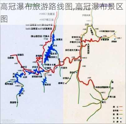 高冠瀑布旅游路线图,高冠瀑布景区图