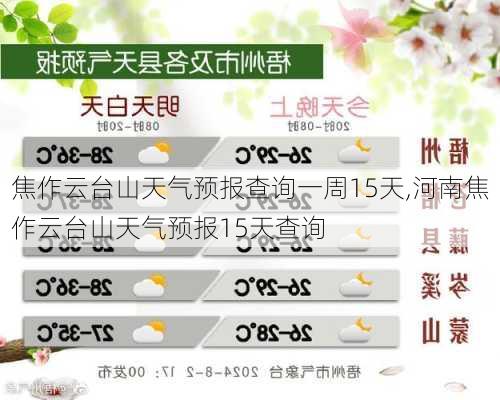 焦作云台山天气预报查询一周15天,河南焦作云台山天气预报15天查询