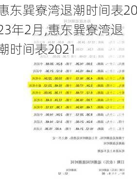 惠东巽寮湾退潮时间表2023年2月,惠东巽寮湾退潮时间表2021