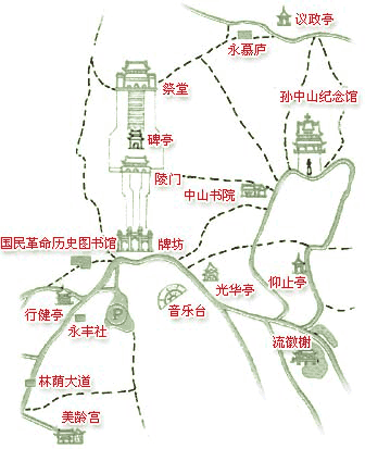 南京中山陵旅游地图,南京中山陵旅游地图高清