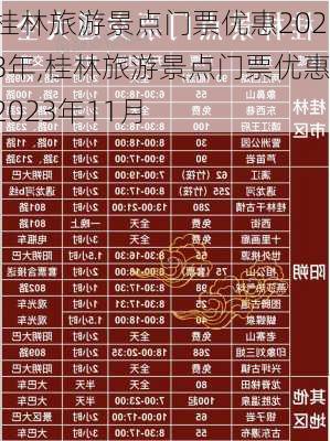 桂林旅游景点门票优惠2023年,桂林旅游景点门票优惠2023年11月