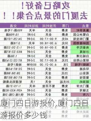 厦门四日游报价,厦门四日游报价多少钱