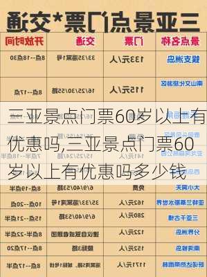 三亚景点门票60岁以上有优惠吗,三亚景点门票60岁以上有优惠吗多少钱