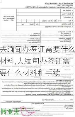 去缅甸办签证需要什么材料,去缅甸办签证需要什么材料和手续