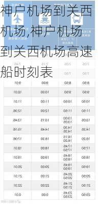 神户机场到关西机场,神户机场到关西机场高速船时刻表