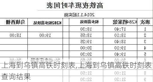 上海到乌镇高铁时刻表,上海到乌镇高铁时刻表查询结果