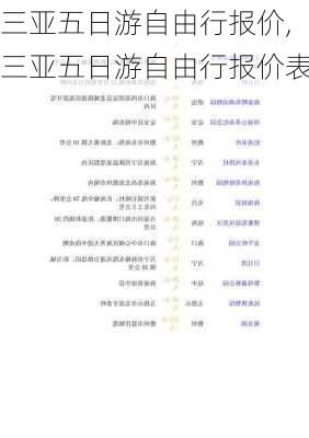 三亚五日游自由行报价,三亚五日游自由行报价表