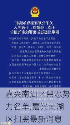 嘉兴南湖区黑恶势力名单,嘉兴南湖区扫黑最新消息