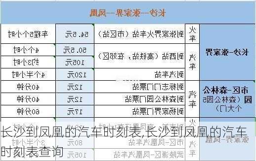 长沙到凤凰的汽车时刻表,长沙到凤凰的汽车时刻表查询