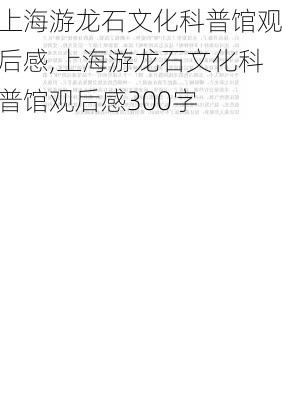 上海游龙石文化科普馆观后感,上海游龙石文化科普馆观后感300字