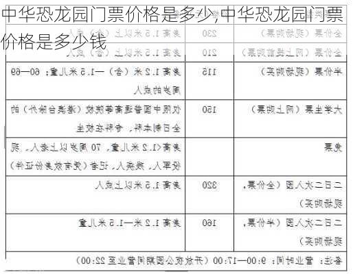 中华恐龙园门票价格是多少,中华恐龙园门票价格是多少钱