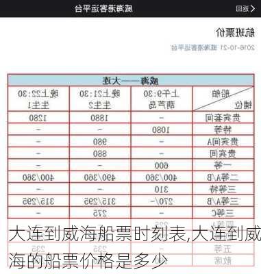 大连到威海船票时刻表,大连到威海的船票价格是多少