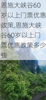 恩施大峡谷60岁以上门票优惠政策,恩施大峡谷60岁以上门票优惠政策多少钱